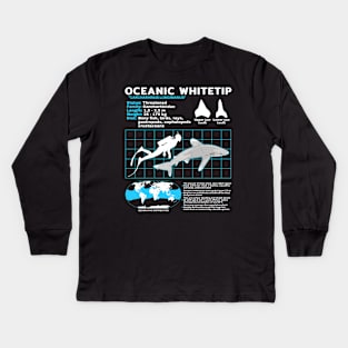 Oceanic whitetip shark fact sheet Kids Long Sleeve T-Shirt